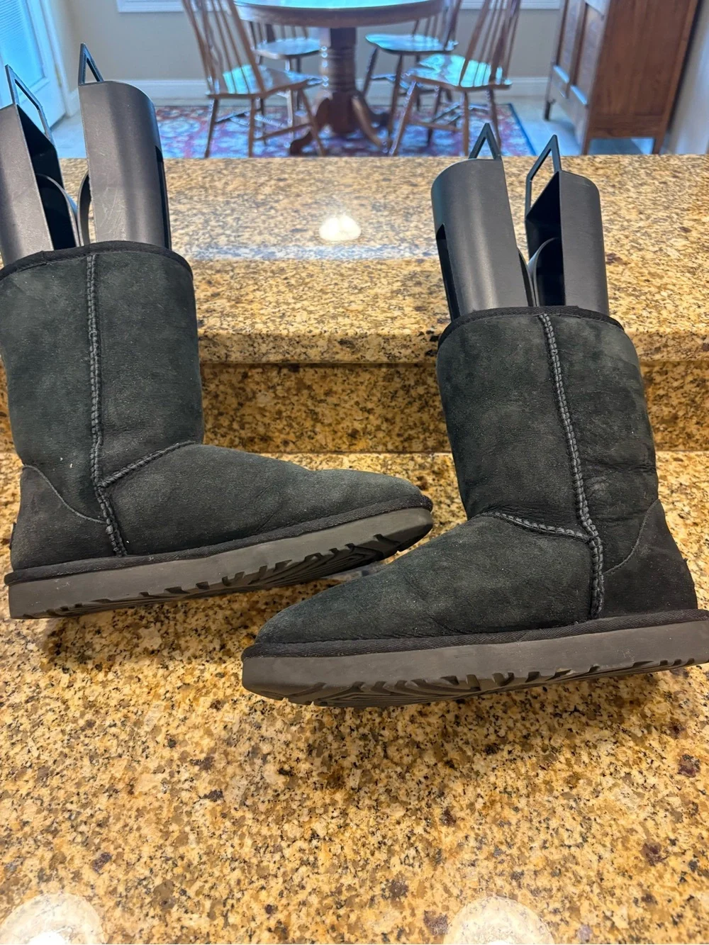 UGG Classic Black Short Sherpa Lined Suede Boots Size 10